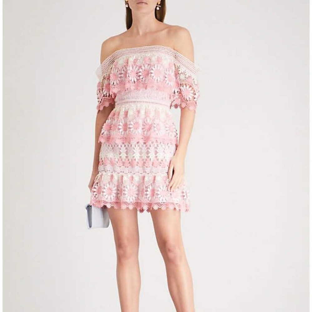 SELF-PORTRAIT Off-Shoulder Lace Dress